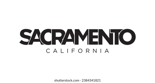 Sacramento, California, USA typography slogan design. America logo with graphic city lettering for print and web products.