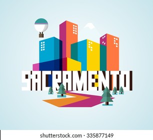 Sacramento city logo in colorful vector