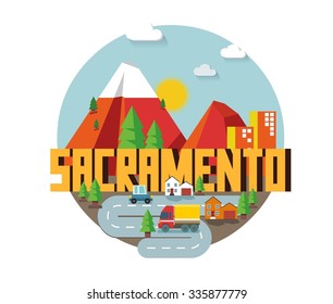 Sacramento city logo in colorful vector