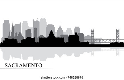 Sacramento city skyline silhouette background, vector illustration