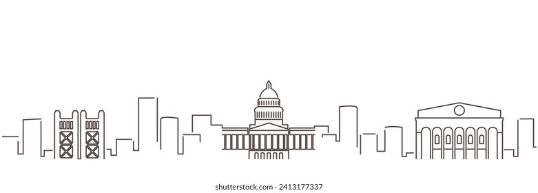 Sacramento Dark Line Simple Minimalist Skyline With White Background