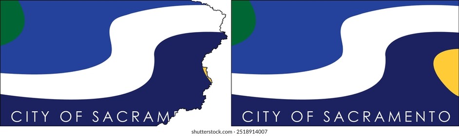 Sacramento flags vector. Standard flag and with torn edges