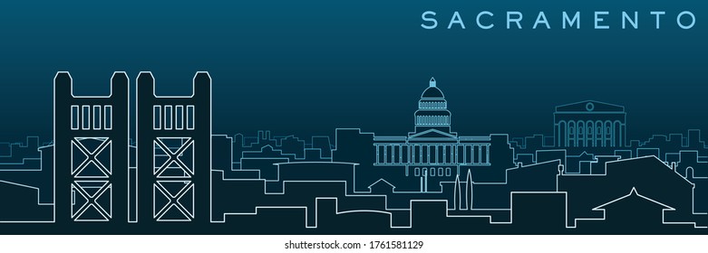 Sacramento Multiple Lines Skyline and Landmarks