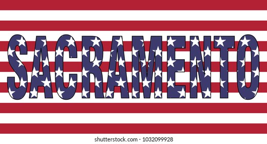 Sacramento on USA flag
