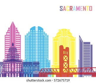 Sacramento skyline in editable vector file
