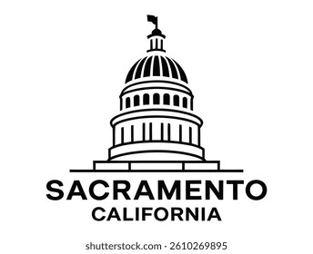 Sacramento skyline featuring the Golden State Capitol ideal for California tourism, government projects, and city branding materials.