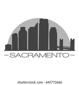 Sacramento Skyline Silhouette Skyline Stamp Vector City Design