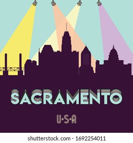 Sacramento USA skyline silhouette flat design vector illustration