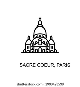 Sacre Coeur,  Basilica, Paris landmark icon in vector. Logotype
