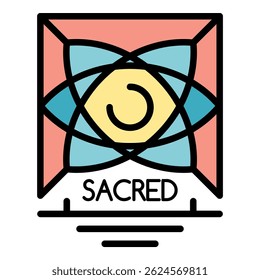 Ícone de alquimia sagrada. Contorno sagrado alquimia vetor ícone cor plano isolado