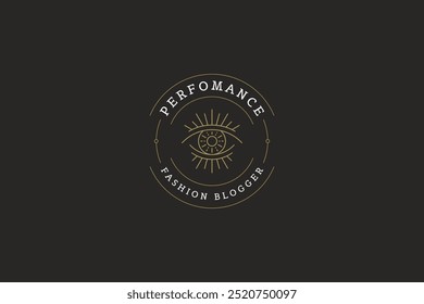 Sagrado todos vendo olho luxo círculo linha arte logotipo modelo de design para ilustração de vetor spa. Sabedoria antiga espiritual dourado minimalista linear logotipo para cílios cosmético marca de cosmetologia