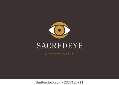 Sacred all seeing eye mythology symbol minimal logo design template for creative agency vector