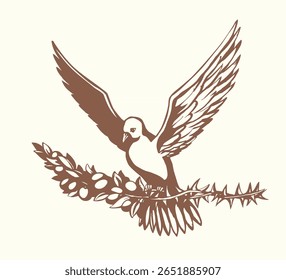 Voo de animais sagrado luz toque estresse ministério ato lorde igreja mão desenhado tinta vetor arte esboço. Soul sit dar presente de óleo transformar má dor tristeza depress fazer vibrar feliz esperança escuro ícone de sinal preto logotipo