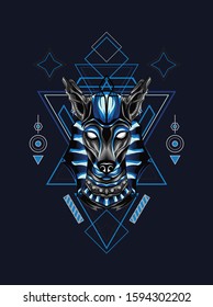 Sacred anubis in geometric pattern 