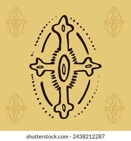 Sacred art. Symbology of the cross. Vector design with marker style