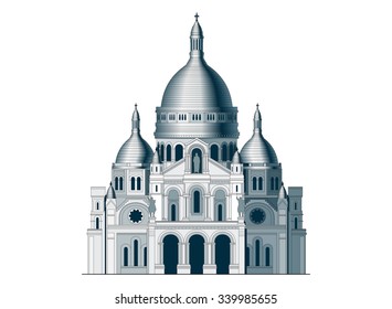 The sacred basilica Sacre Coeur in France. Famous symbol of Paris