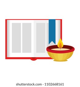 sacred book with candles religious icon
