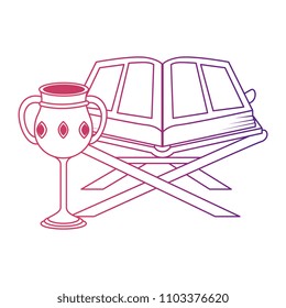 sacred book with lectern and chalice religious