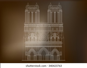 The sacred cathedral Notre-Dame de Paris in France. Famous symbol of Paris gothic architecture