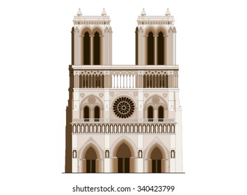 The sacred cathedral Notre-Dame de Paris in France. Famous symbol of Paris gothic architecture