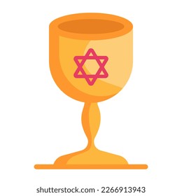 A sacred chalice cup, flat icon