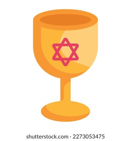 A sacred chalice cup, flat icon