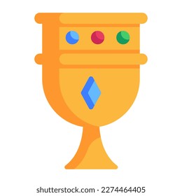 A sacred chalice cup, flat icon