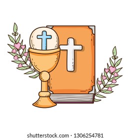 sacred chalice with holy bible