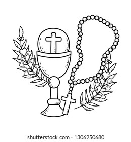 sacred chalice with rosary