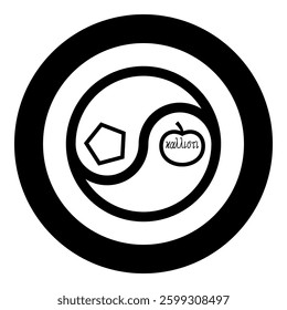 Sacred chao chaos discordianism discordia symbol parody of religion icon in circle round black color vector illustration image solid outline style simple