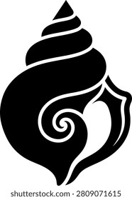 Sacred conch shell shankha Hindu Buddhist religious sacred symbol black silhouette vector illustration icon