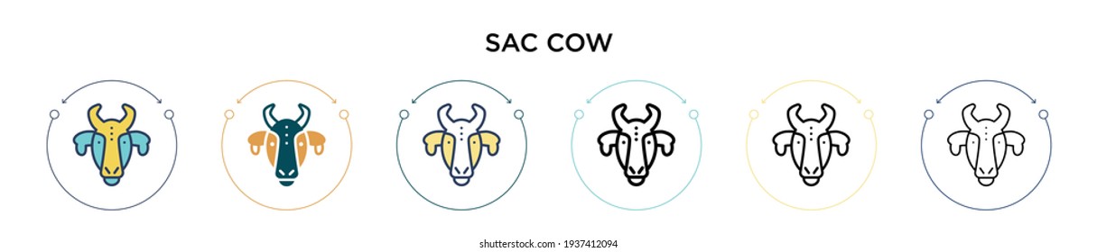 Sacred cow icon in filled, thin line, outline and stroke style. Vector illustration of two colored and black sacred cow vector icons designs can be used for mobile, ui, web