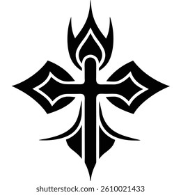 Sacred Cross Featuring Flame and Dove
