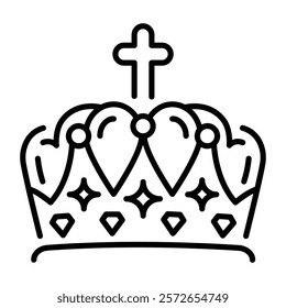Sacred crown icon in linear style 