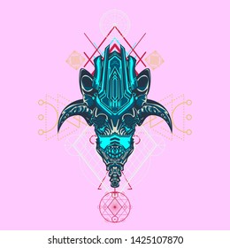 sacred display layouts design with machine dog as modeling and using pop art coloring