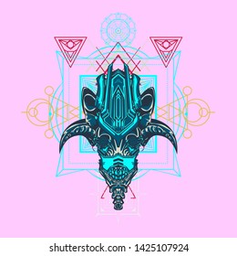 sacred display layouts design with machine dog as modeling and using pop art coloring