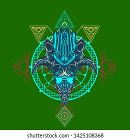 sacred display layouts design with machine dog as modeling and using pop art coloring