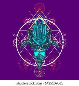 sacred display layouts design with machine dog as modeling and using pop art coloring