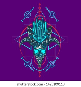 sacred display layouts design with machine dog as modeling and using pop art coloring