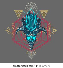 sacred display layouts design with machine dog as modeling and using pop art coloring