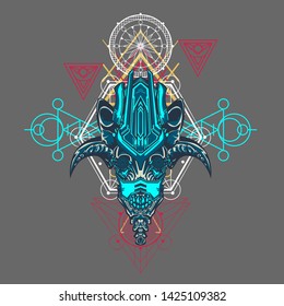 sacred display layouts design with machine dog as modeling and using pop art coloring