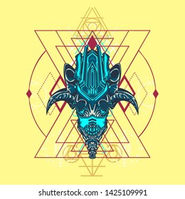sacred display layouts design with machine dog as modeling and using pop art coloring