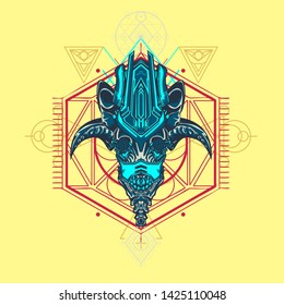 sacred display layouts design with machine dog as modeling and using pop art coloring