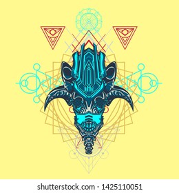 sacred display layouts design with machine dog as modeling and using pop art coloring