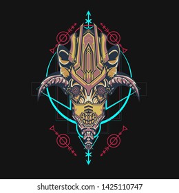 sacred display layouts design with machine dog as modeling and using pop art coloring