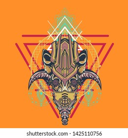 sacred display layouts design with machine dog as modeling and using pop art coloring