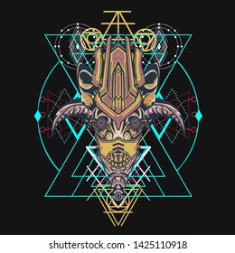sacred display layouts design with machine dog as modeling and using pop art coloring