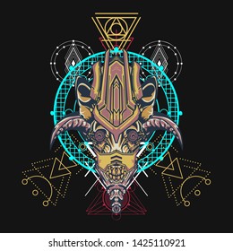sacred display layouts design with machine dog as modeling and using pop art coloring