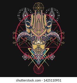 sacred display layouts design with machine dog as modeling and using pop art coloring