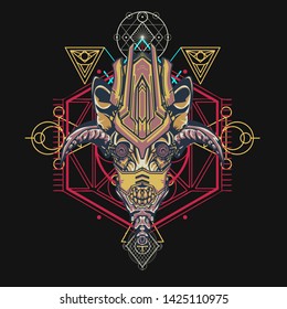 sacred display layouts design with machine dog as modeling and using pop art coloring